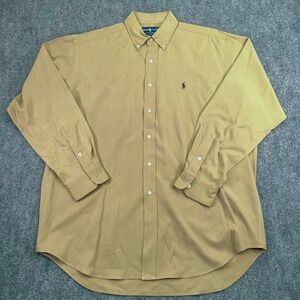 Ralph Lauren Shirt Mens Large Beige Blake Silk Cotton Button Down *STAINS
